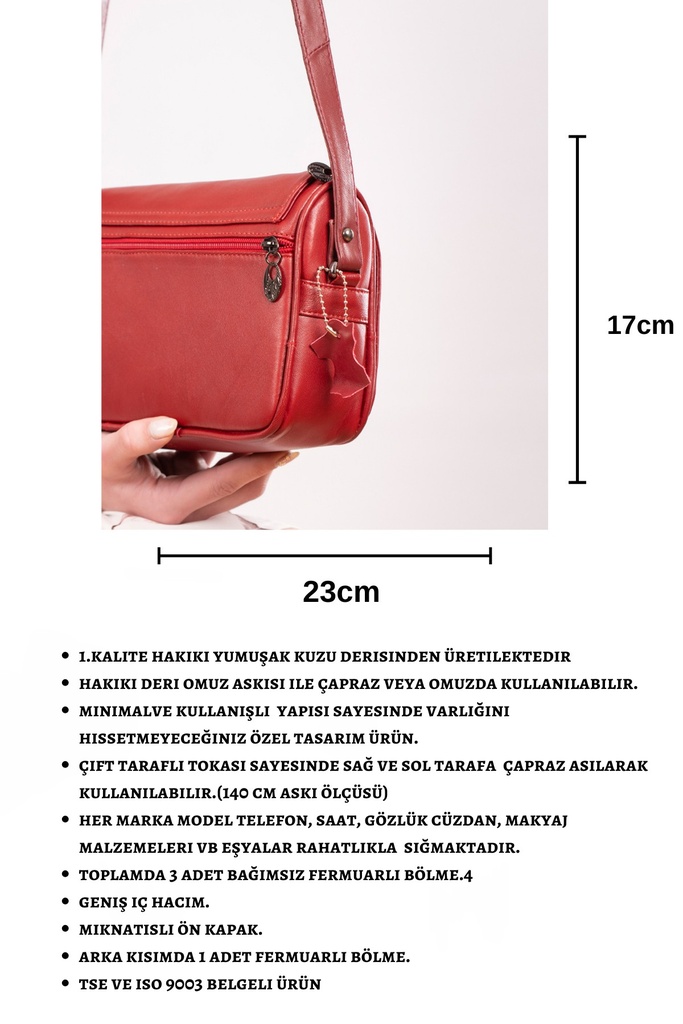 [5327685c07d562637] Hakiki Deri Kadın Askılı Çanta – Napa Deri, Mıknatıslı Kapaklı, Şık Tasarım | Mango 5327 | B2B (Napa Bordo, M) - Galeri Görseli 4