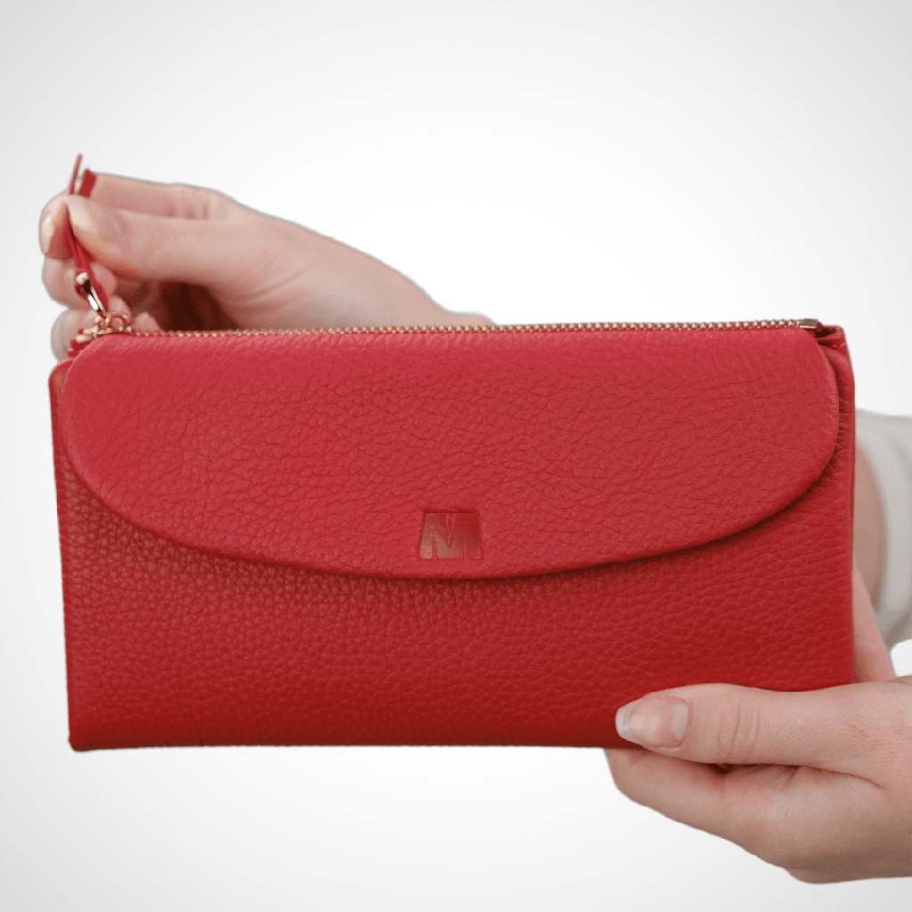 [346768525fd7954d5-M0] Hakiki Deri Kadın Mıknatıs Kapaklı Cüzdan – Kişiselleştirilebilir, Telefon Bölmeli | Beauty 3467 | B2B (Flother Mat Kırmızı) - Galeri Görseli 2