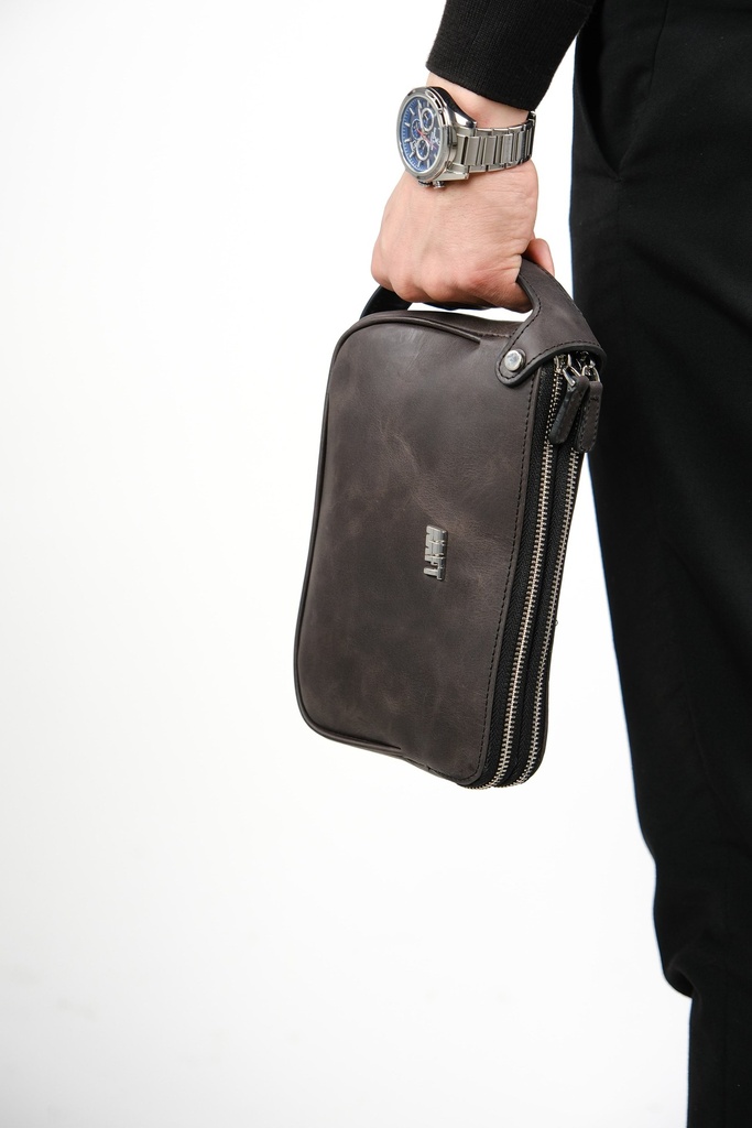 [4381685ac81a0592c-M0] Hakiki Deri Unisex El Çantası – Fermuarlı, Kişiye Özel | Moon Bag 4381 | B2B (Tiguan Antrasit) - Galeri Görseli 2