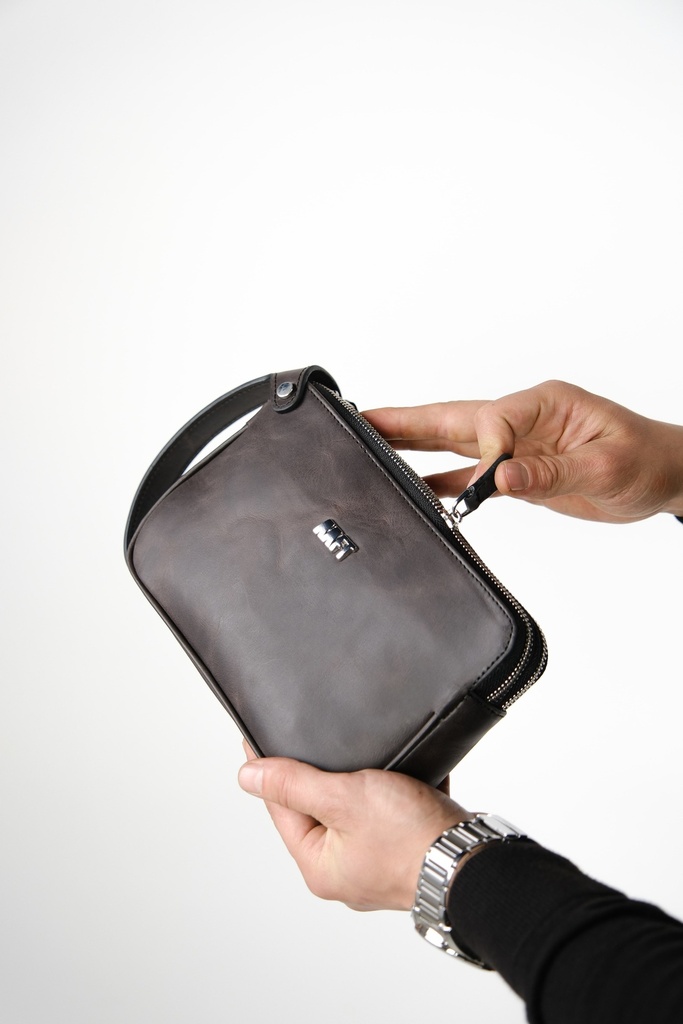 [4381685ac81a0592c-M0] Hakiki Deri Unisex El Çantası – Fermuarlı, Kişiye Özel | Moon Bag 4381 | B2B (Tiguan Antrasit) - Galeri Görseli 3