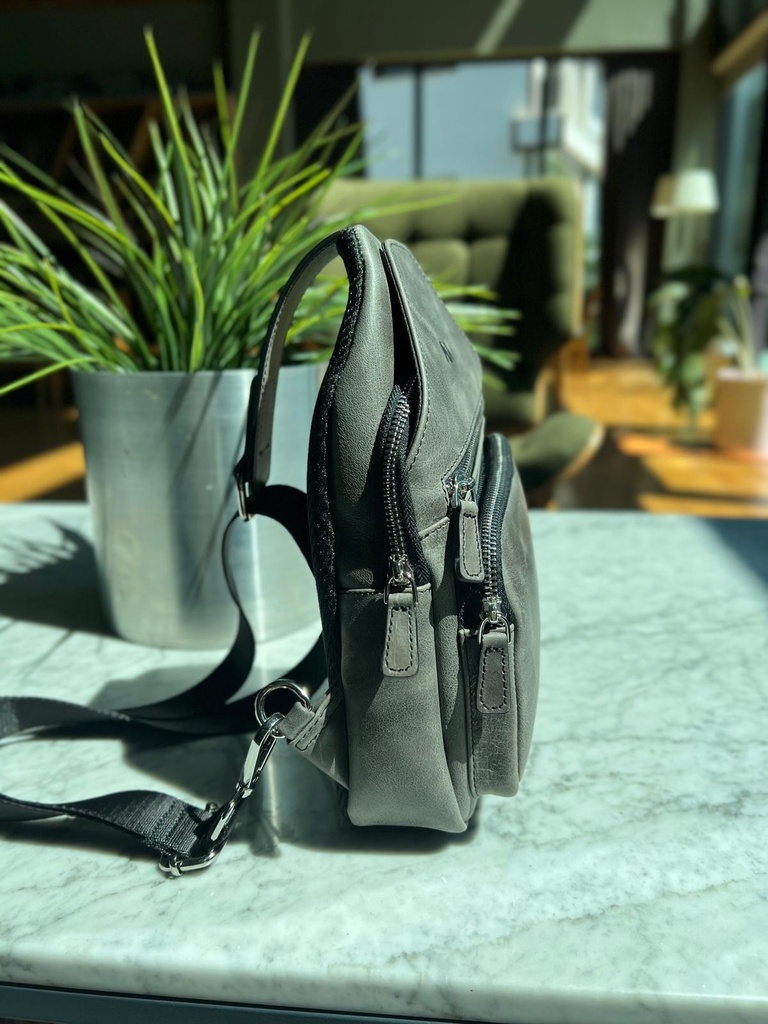 [6981685ad7cf9987e-M0] Hakiki Deri Unisex Çapraz Çanta – Kişiye Özel, İsim Baskılı | Baggy 6981 | B2B (Tiguan Antrasit) - Galeri Görseli 3