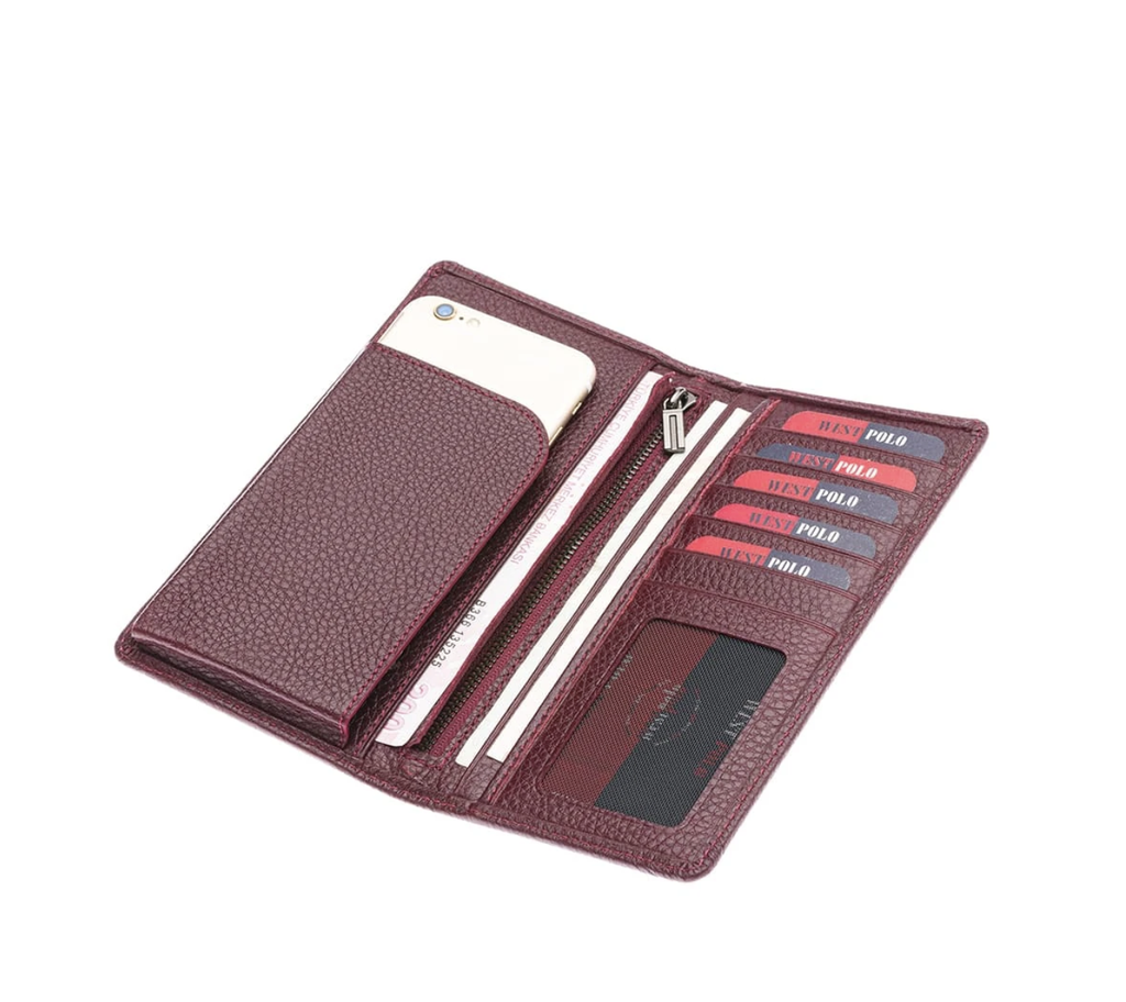 2741 Hakiki Deri Unisex Telefon Bölmeli Cüzdan 