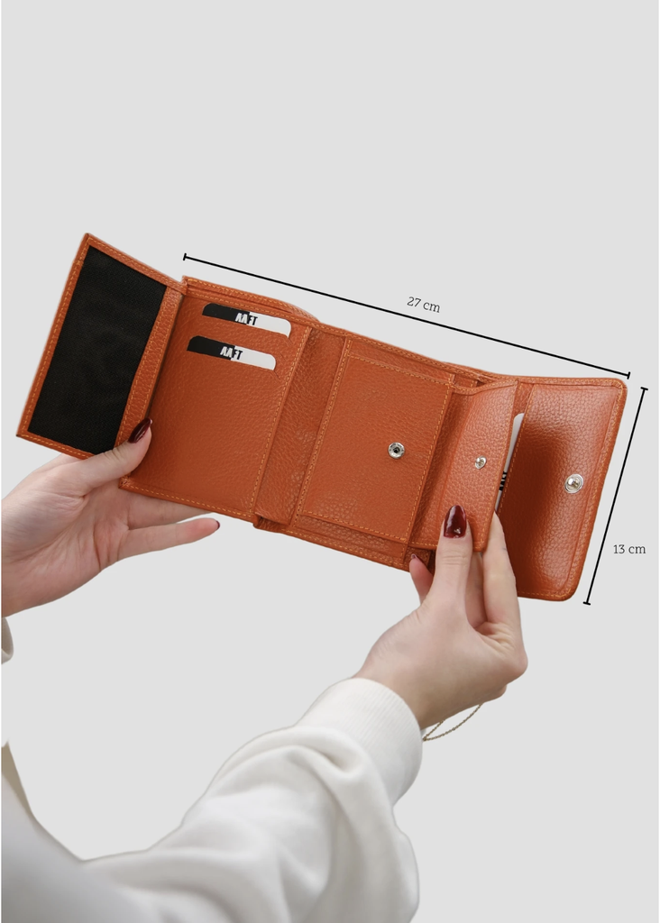 Hakiki Deri Kadın Cüzdan – Fermuarlı, Çıtçıt Kapaklı, İsim Yazılı, Kişiye Özel | Sahra 9195