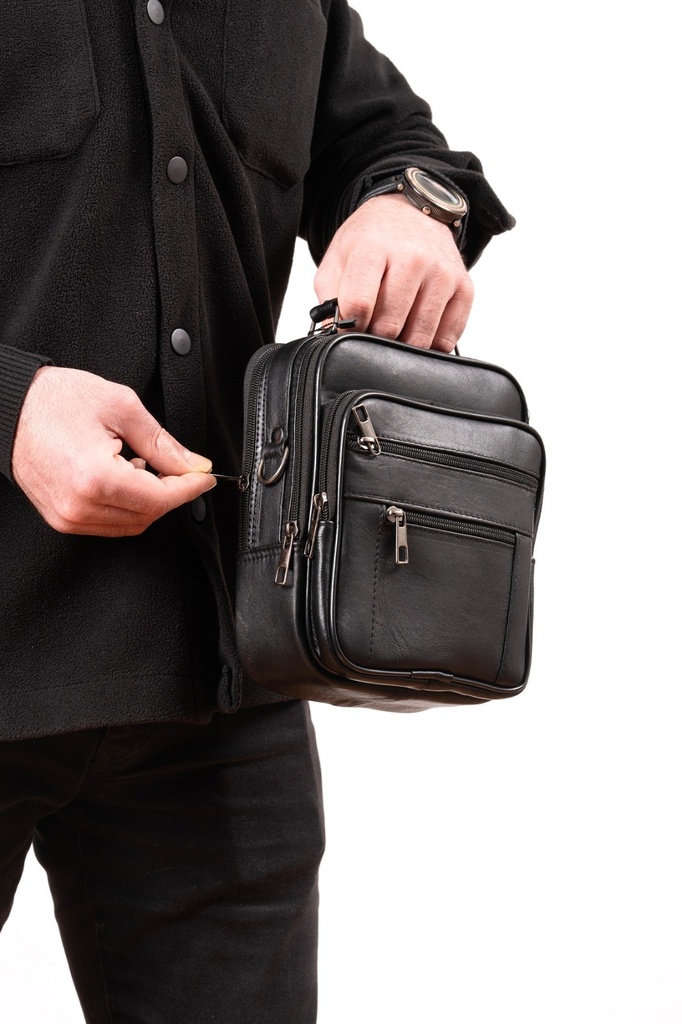 Hakiki Deri Erkek El Çantası – Kasalı, Omuz Askılı, Su Geçirmez | Dora 188 