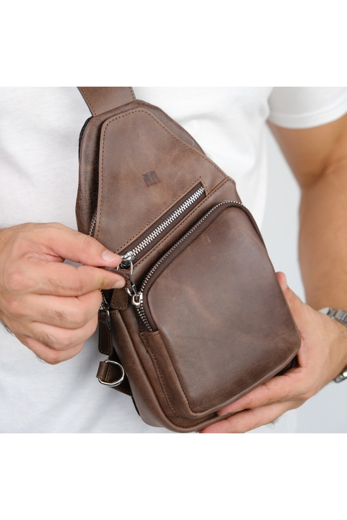 BAGGY HAKİKİ DERİ OMUZ ÇANTASI KAHVE (6981)